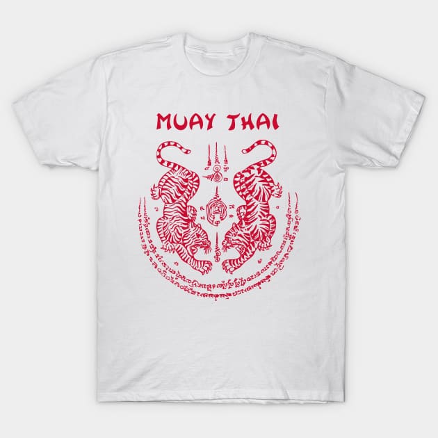 Muay Thai Tiger Sak Yant Tattoo Kickboxing Thailand T-Shirt by VintCam